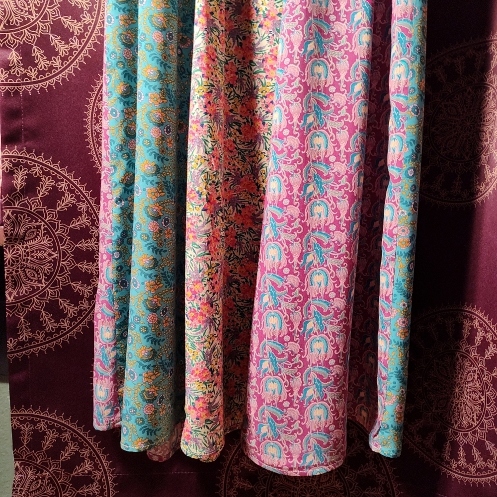 NWT NATURAL LIFE Valentina Turquoise Mixed Print Floral Midi Skirt *Vintage* - Picture 3 of 9